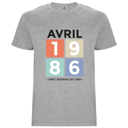 T-shirt gris - Année et mois de naissance d'une légende