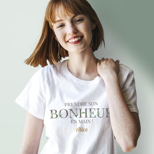 T-shirt blanc - Prendre son bonheur en main – Image 2