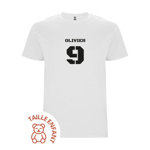 T-shirt Enfant blanc - Prénom et Numéro