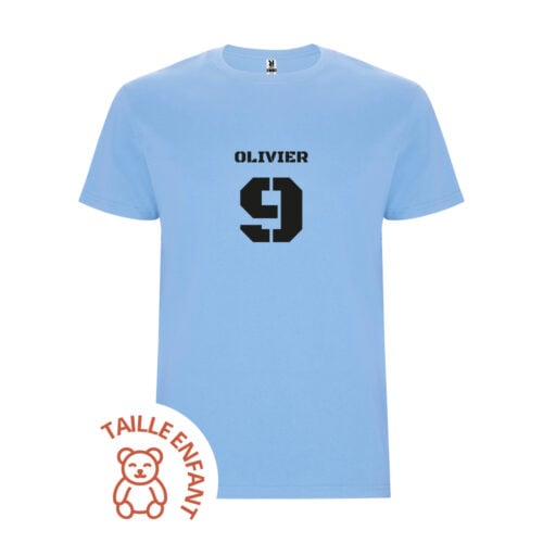 T-shirt Enfant bleu clair - Prénom et Numéro