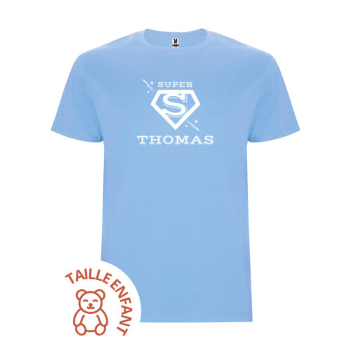 T-shirt Enfant bleu clair - Super Prénom