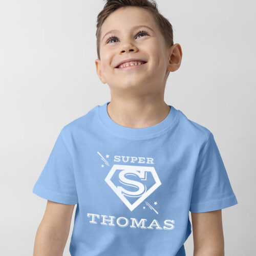 T-shirt Enfant bleu clair - Super Prénom – Image 2