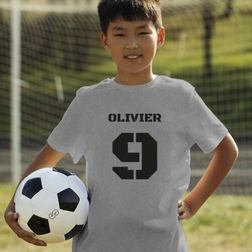 T-shirt Enfant gris - Prénom et Numéro – Image 2