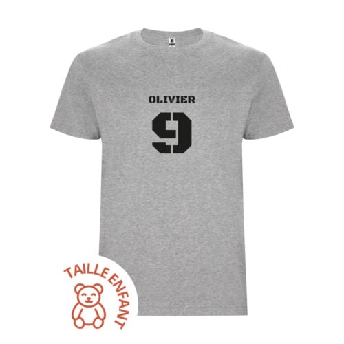 T-shirt Enfant gris - Prénom et Numéro