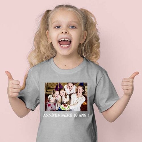 T-shirt Enfant gris - Photo et Texte – Image 2