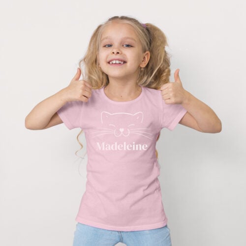 T-shirt Enfant rose - Chat – Image 2