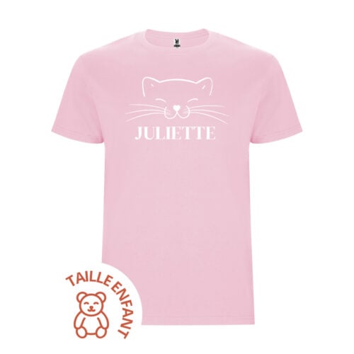 T-shirt Enfant rose - Chat