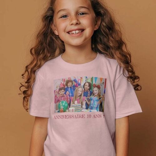 T-shirt Enfant rose - Photo et Texte – Image 2