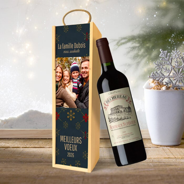 Alternative view of Coffret personnalisé et Vin rouge - Meilleurs voeux avec photo