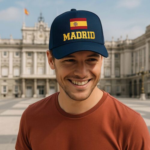 Casquette bleu - Drapeau Espagnol avec texte personnalisable – Image 2