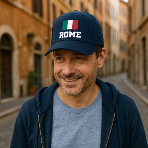 Casquette bleu - Drapeau Italien avec texte personnalisable – Image 2
