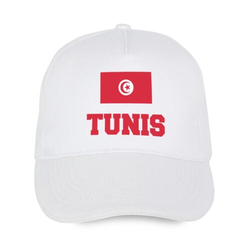 Casquette blanche - Drapeau Tunisie avec texte personnalisable