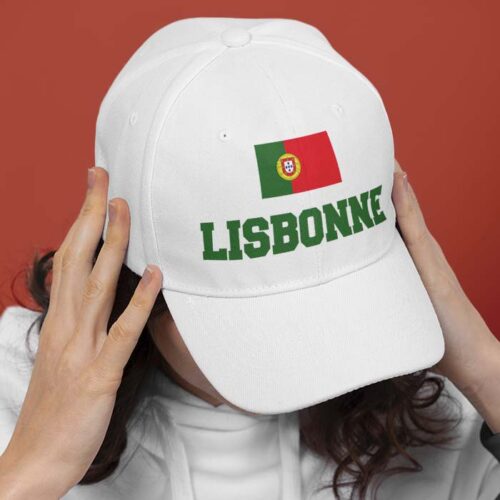 Casquette blanche - Drapeau Portugal avec texte personnalisable – Image 3