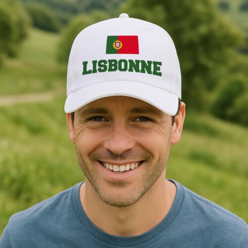 Casquette blanche - Drapeau Portugal avec texte personnalisable – Image 2