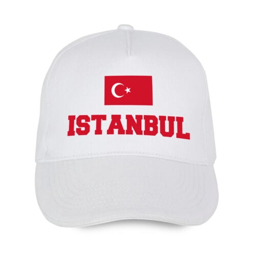 Casquette blanche - Drapeau Turquie avec texte personnalisable