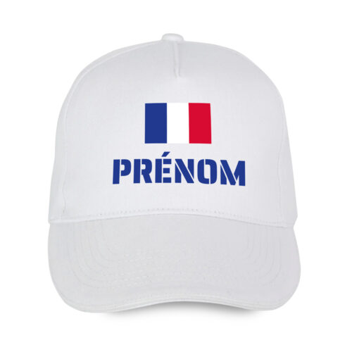 Casquette blanche - Drapeau France avec texte personnalisable