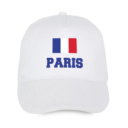 Casquette blanche - Drapeau France avec texte personnalisable