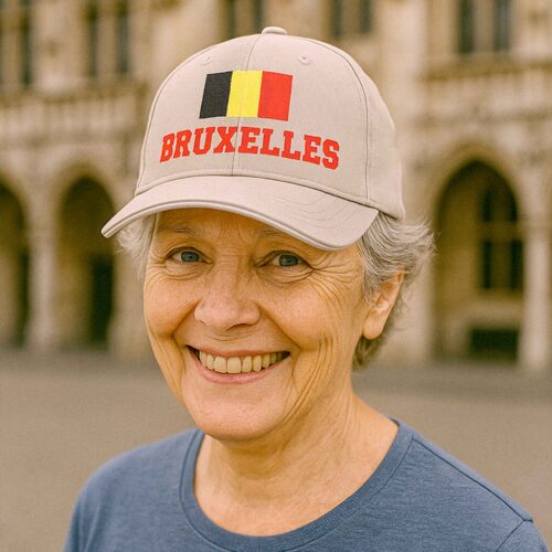 Casquette beige - Drapeau Belgique avec texte personnalisable – Image 2