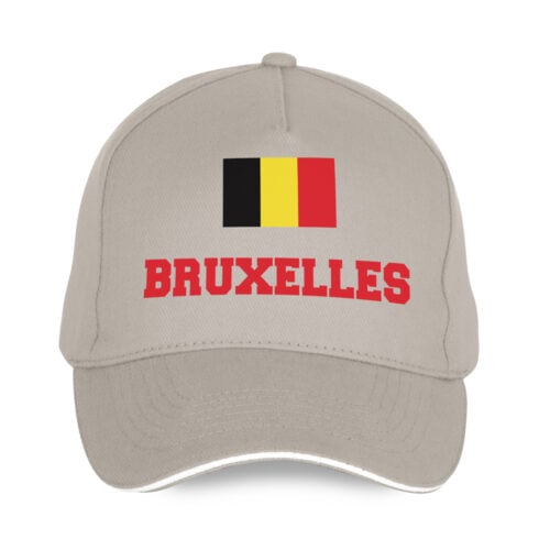 Casquette beige - Drapeau Belgique avec texte personnalisable
