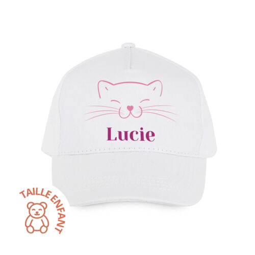Casquette enfant blanc - Chat et prénom