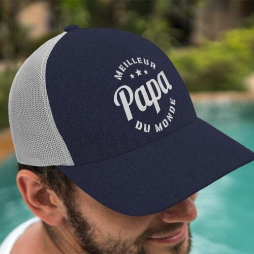 Casquette filet bleu-blanc - Meilleur papa du monde – Image 2