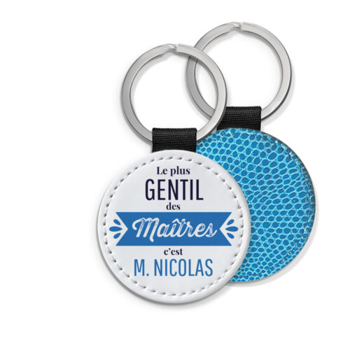 Porte-clé personnalisé verso bleu - Le plus gentil des Maîtres