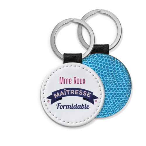 Porte-clé personnalisé verso bleu - Maîtresse formidable
