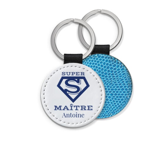 Porte-clé personnalisé verso bleu - Super Maître