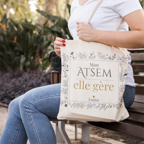 Sac cabas personnalisé - Mon Atsem elle gère – Image 2