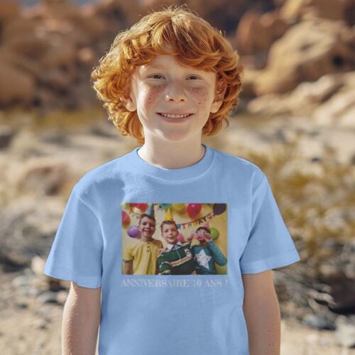 T-shirt Enfant bleu clair - Photo et Texte – Image 2