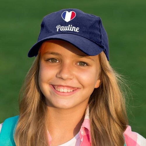 Casquette enfant bleu - Drapeau en forme de coeur – Image 2