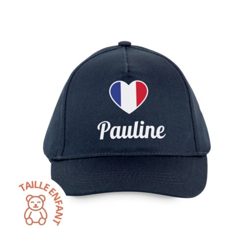 Casquette enfant bleu - Drapeau en forme de coeur