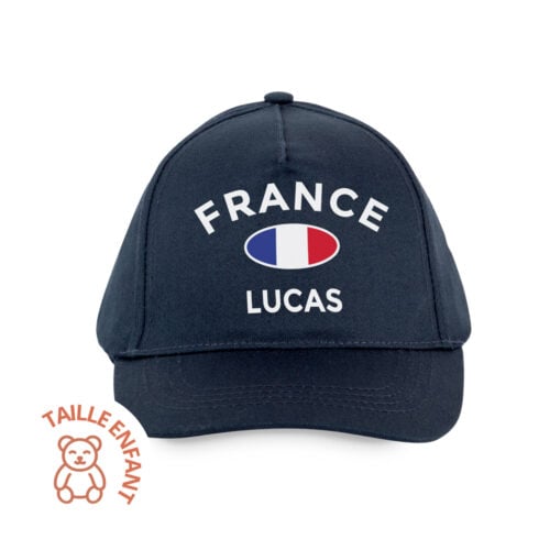 Casquette enfant bleu - Drapeau français avec prénom