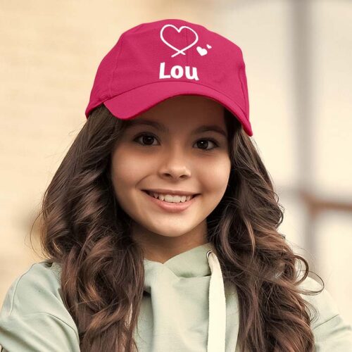 Casquette enfant rose - Petit coeur – Image 2