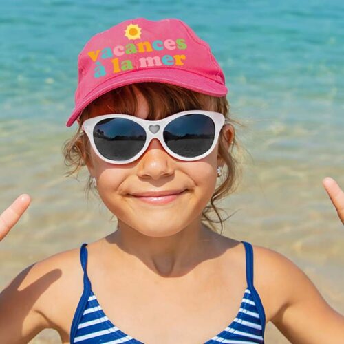 Casquette enfant rose - Vacances à la mer – Image 2