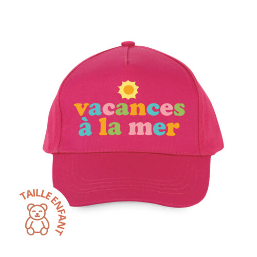 Casquette enfant rose - Vacances à la mer