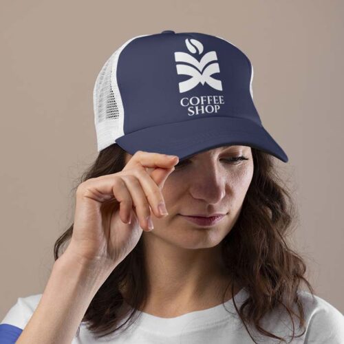 Casquette filet bleu-blanc - Votre logo – Image 2