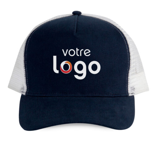 Casquette filet bleu-blanc - Votre logo