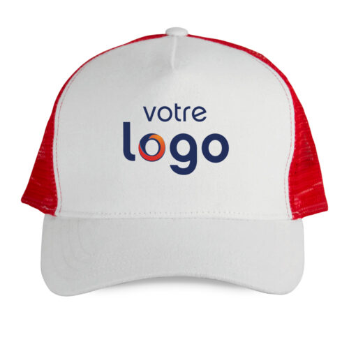 Casquette filet rouge-blanc - Votre logo
