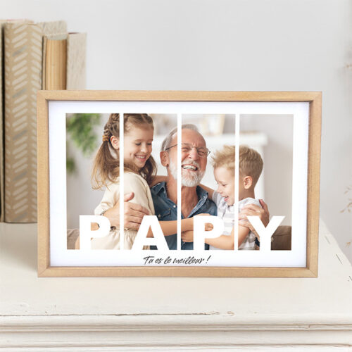 Grand cadre bois rectangle - Papy tu es le meilleur – Image 2