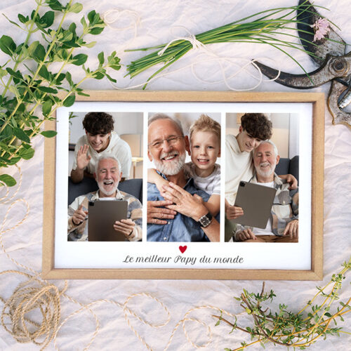 Grand cadre bois rectangle - Meilleur Papy du monde – Image 2