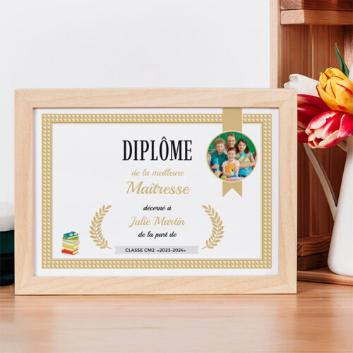 Grand cadre bois rectangle - Diplôme maîtresse – Image 2