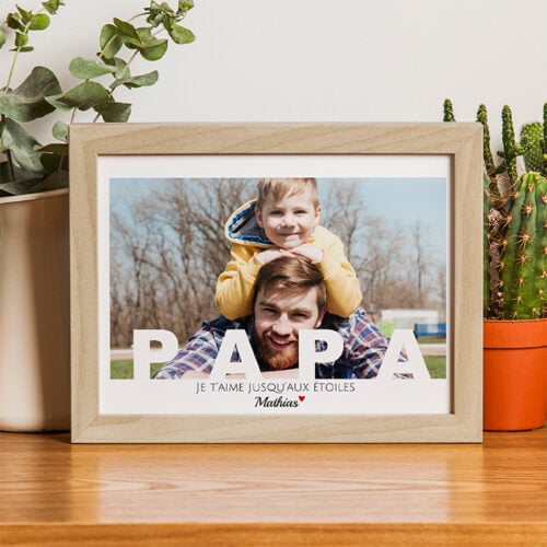 Grand cadre bois rectangle - Papa je t'aime jusqu'aux étoiles – Image 2