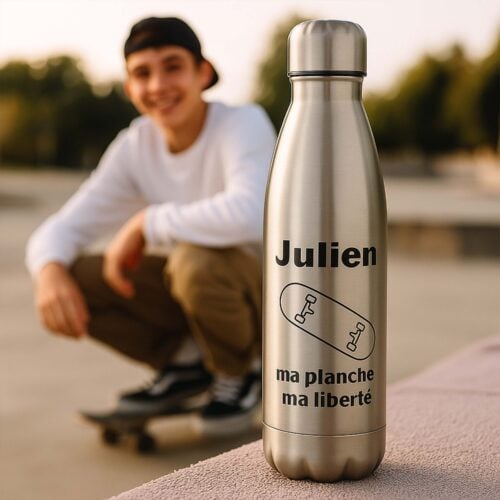 Bouteille isotherme Argent - Skateboard <br> <strong>  500 ml </strong> – Image 2