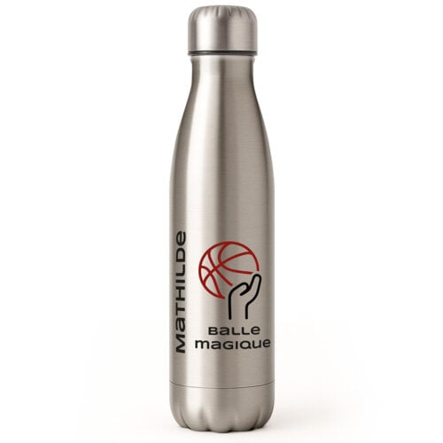 Bouteille isotherme Argent - Basketball <br> <strong>  500 ml </strong>