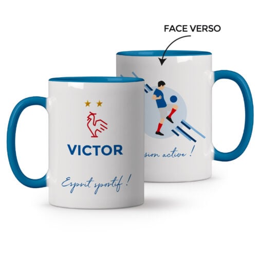 Mug bleu personnalisé - Esprit sportif !