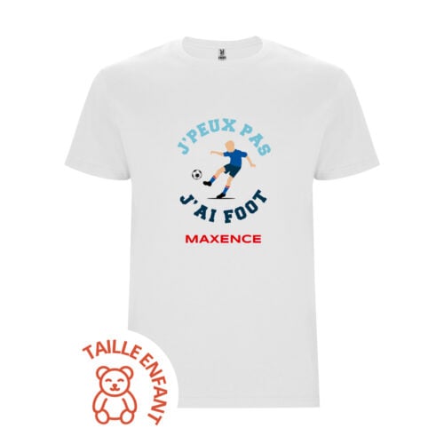 T-shirt Enfant blanc - J'peux pas, j'ai foot !