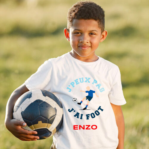 T-shirt Enfant blanc - J'peux pas, j'ai foot ! – Image 2