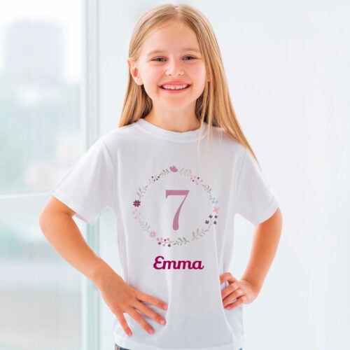 T-shirt Enfant blanc - Couronne anniversaire avec prénom – Image 2