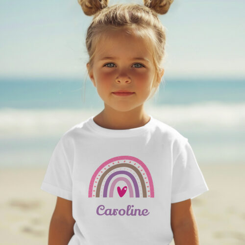 T-shirt Enfant blanc - Rainbow avec le prénom – Image 2